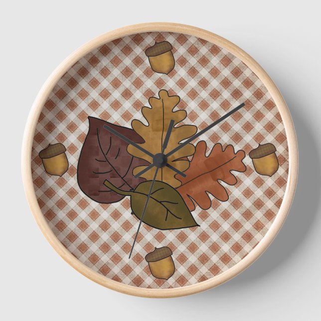 Colourful Fall Leaves Wall Clock (Front)