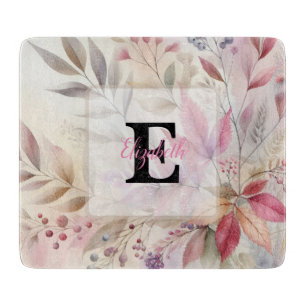 Colourful Fall leaves watercolor pastel colour Cutting Board