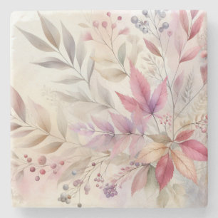 Colourful Fall leaves watercolor pastel colour  Stone Coaster
