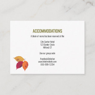 Colourful Fall Leaves Wedding Guest Details Enclosure Card