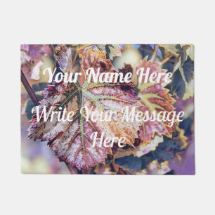 Colourful Fall leaves with fall colours watercolor Doormat