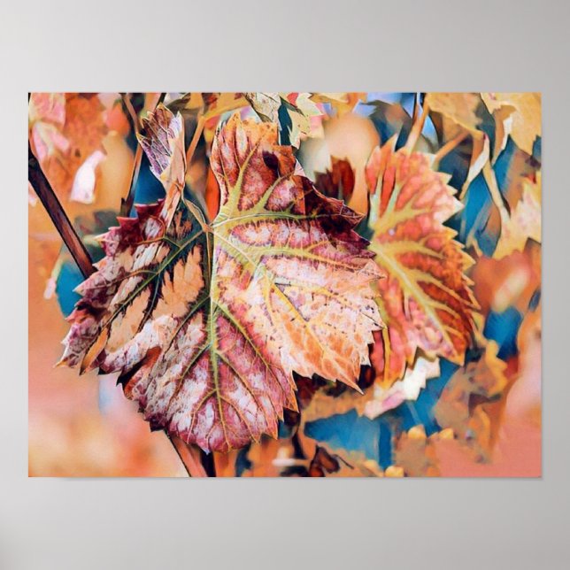 Colourful Fall leaves with fall colours watercolor Poster (Front)