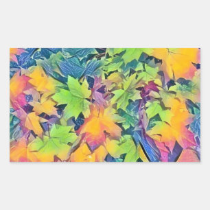 Colourful Fall leaves with fall colours watercolor Sticker