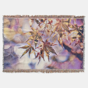 Colourful Fall leaves with fall colours watercolor Throw Blanket