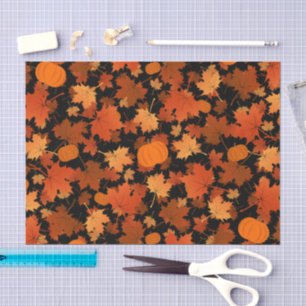 Colourful fall maple leaves and pumpkins pattern tissue paper