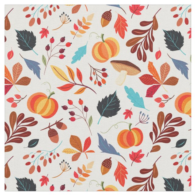 Colourful Fall Pattern Fabric (Close Up)