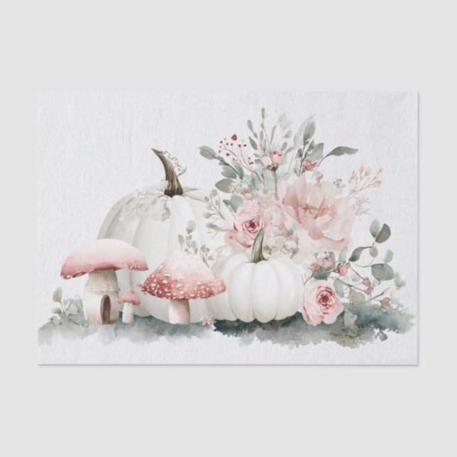 Colourful Fall Pumpkins and Flowers Fall Decoupage Tissue Paper (Front)