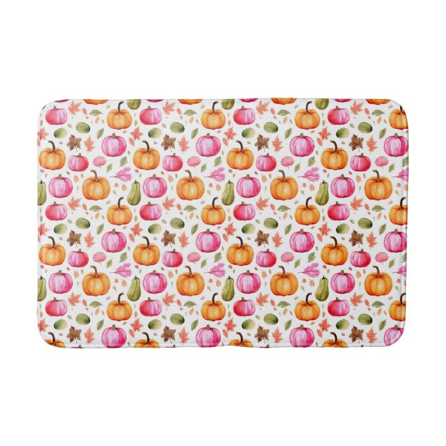 Colourful Fall Pumpkins Elegant Bath Mat (Front)