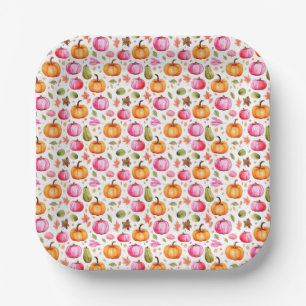 Colourful Fall Pumpkins Elegant Paper Plate