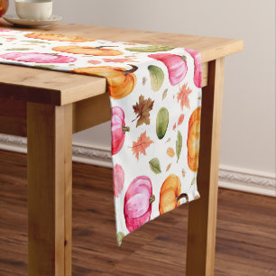 Colourful Fall Pumpkins Elegant Short Table Runner