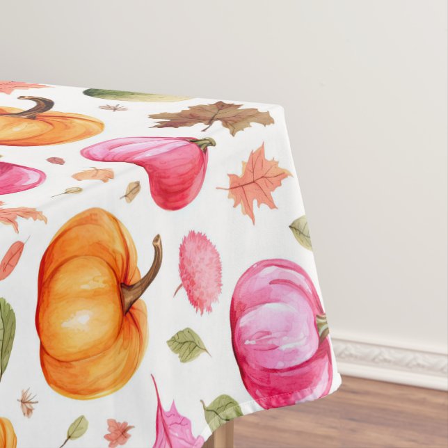 Colourful Fall Pumpkins Elegant Tablecloth (In Situ)
