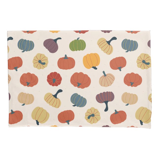 Colourful Fall Pumpkins Rustic Thanksgiving Vintag Pillowcase (Front)