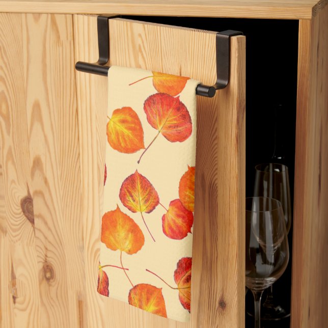 Colourful Fall Quaking Aspen Leaves Kitchen Towel (Thirds Fold)