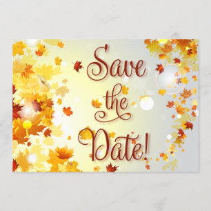 Colourful Fall Save The Dates Cards Autumn Leaves
