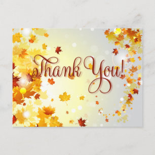 Colourful Fall Thank You Postcards Autumn Leaves