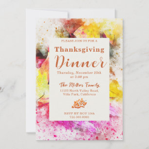 Colourful Fall Thanksgiving Dinner Invitation