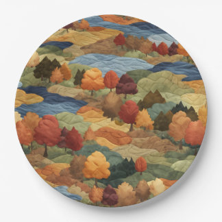 Colourful fall themed wrapping paper paper plate