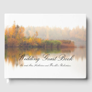 Colourful fall Trees Waterfront Rustic Wedding Guest Book