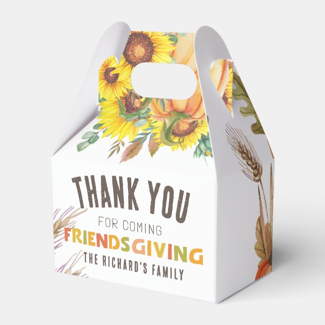 Colourful Fall Vibe Thanksgiving Dinner Party Favor Box (Front Side)