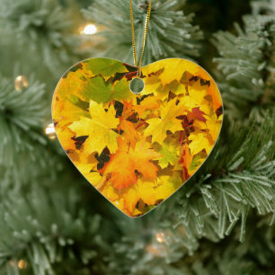 Colourful, Fallen, Autumn Leaves Ceramic Ornament