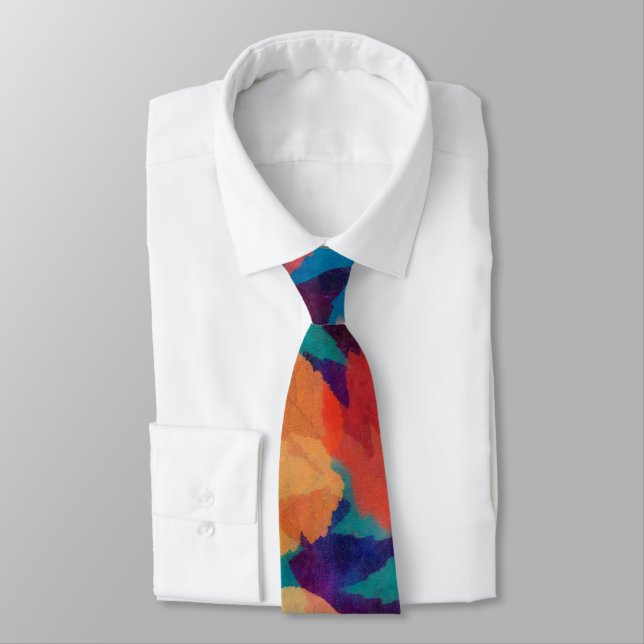 Colourful Fallen Leaves Tie (Tied)