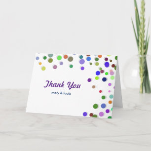 Colourful Falling Sparkles Polka Dots Thank You