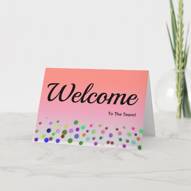 Colourful Falling Sparkles Polka Dots Welcome Card (Front)