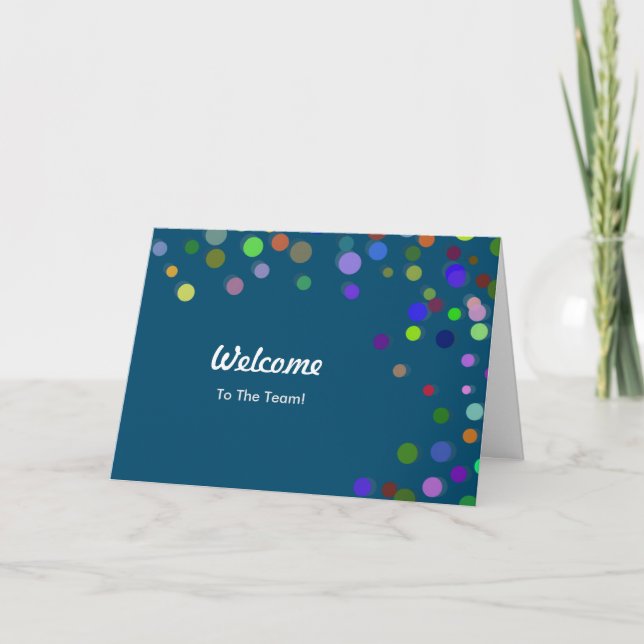 Colourful Falling Sparkles Polka Dots Welcome Card (Front)