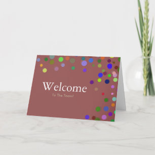 Colourful Falling Sparkles Polka Dots Welcome Card