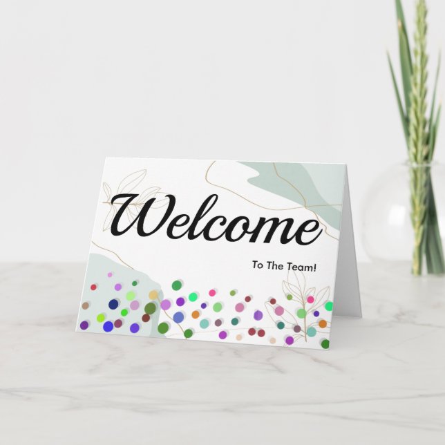 Colourful Falling Sparkles Polka Dots Welcome Card (Front)