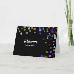 Colourful Falling Sparkles Polka Dots Welcome Card