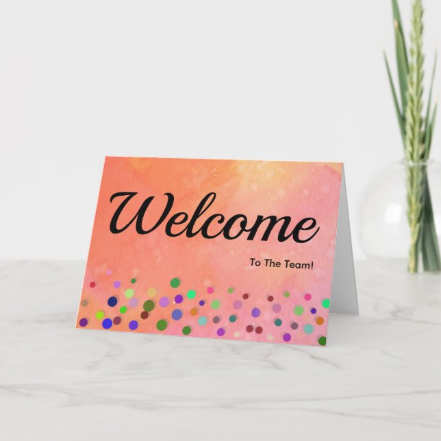 Colourful Falling Sparkles Polka Dots Welcome Card (Front)