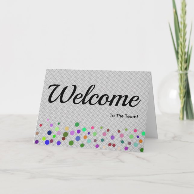 Colourful Falling Sparkles Polka Dots Welcome Card (Front)
