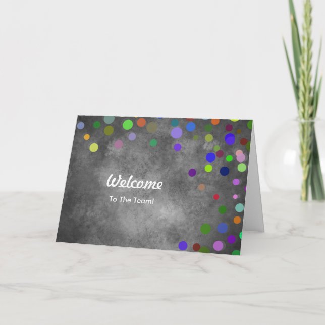 Colourful Falling Sparkles Polka Dots Welcome Card (Front)