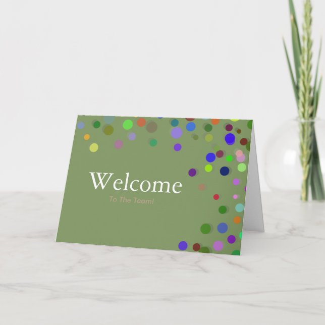 Colourful Falling Sparkles Polka Dots Welcome Card (Front)