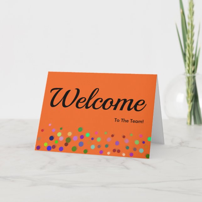 Colourful Falling Sparkles Polka Dots Welcome Card (Front)