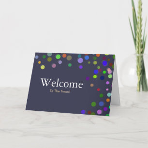 Colourful Falling Sparkles Polka Dots Welcome Card