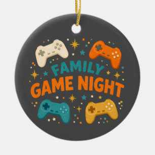Colourful Family Game Night Ceramic Ornament