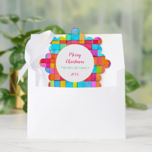 Colourful Family Merry Christmas Ornament  Card