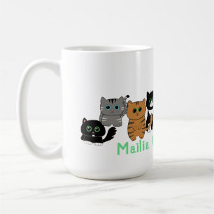 Colourful Family of Kawaii Cats Cute Cat Lover Gif Coffee Mug