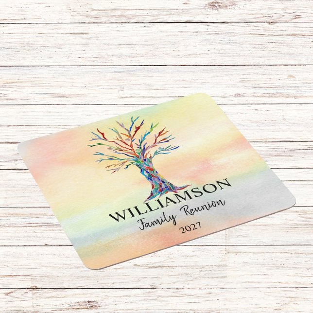 Colourful family Tree Family Reunion Square Paper Coaster (Creator Uploaded)