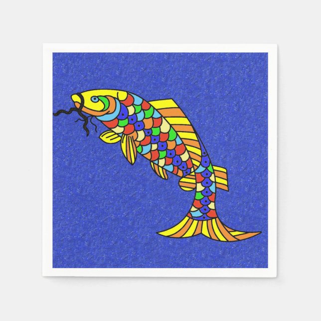 Colourful Fancy Abstract Fish Napkin (Front)