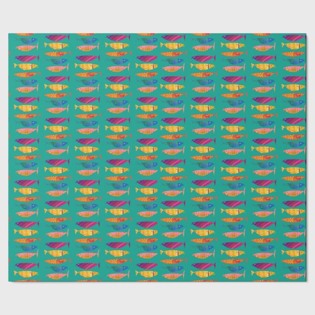 Colourful Fancy Fish Wrapping Paper (Seam)