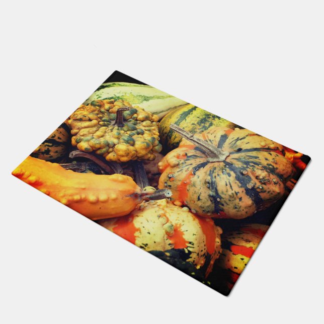 Colourful Fancy Gourds Close Up  Doormat (Angled)