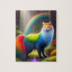 Colourful Fantastic Cat in a Magic Forest Jigsaw Puzzle