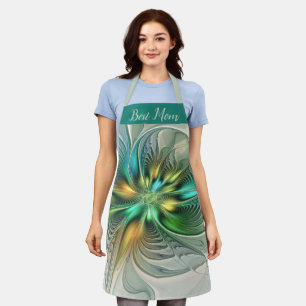 Colourful Fantasy Abstract Flower Fractal Best Mom Apron