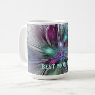 Colourful Fantasy Abstract Fractal Flower Best Mom Coffee Mug