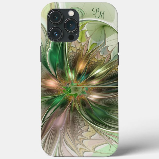 Colourful Fantasy Abstract Fractal Flower Initials Case-Mate iPhone Case (Back)