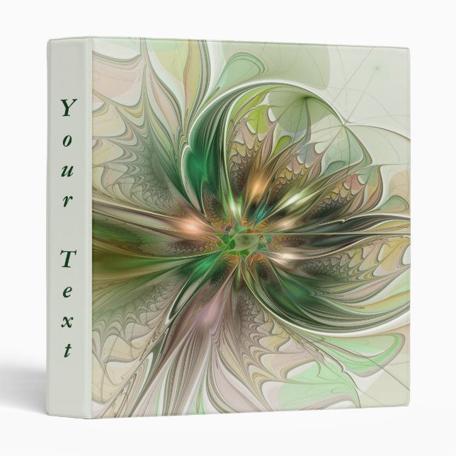Colourful Fantasy Abstract Fractal Flower Own Text Binder (Front/Spine)