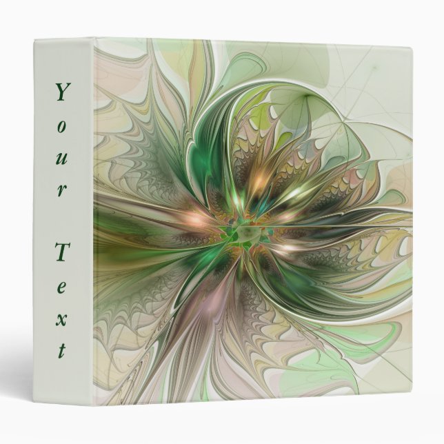 Colourful Fantasy Abstract Fractal Flower Own Text Binder (Front/Spine)